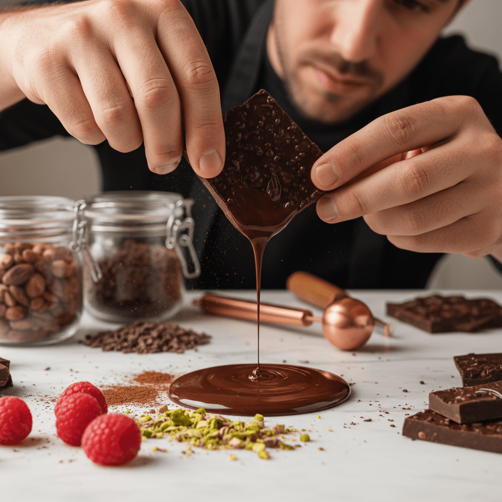 Artisan making chocolate by hand