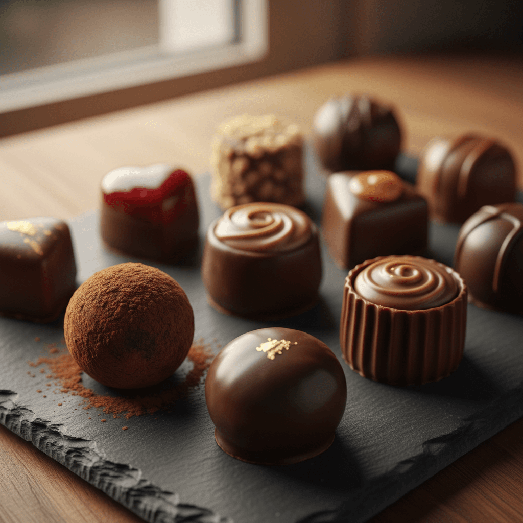 Dark chocolate truffles with cocoa powder